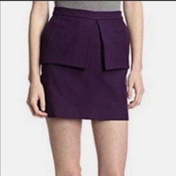 KATE SPADE SATURDAY PURPLE MINI SKIRT DEEP PLUM s Peplum flare Sz 0 texture NWT - Picture 12 of 15